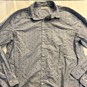 Hawker Rye blue pattern long sleeve button down dress shirt size XL
